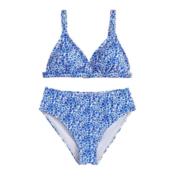 Tiweut Girls Swimsuit Bikini Set Two Piece Bathing Suit Straps Backless Swimwear,Blue