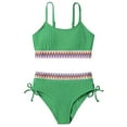 thumbnail image 1 of Tiweut Girls Swimsuits Teen Two Piece Bathing Suit High Waist Bikini Set with Chest Pad Color Block Swimwear,Army Green, 1 of 6