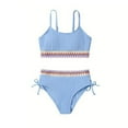 thumbnail image 1 of Tiweut Girls Swimsuits Teen Two Piece Bathing Suit High Waist Bikini Set with Chest Pad Color Block Swimwear,Sky Blue, 1 of 6