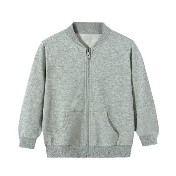 Tiweut Girls Tops Zip Up Jackets Kids Fall Long Sleeve Crew Neck Sweatshirts Outerwear with Pockets Regular Girl Coat Grey,14-18 Y