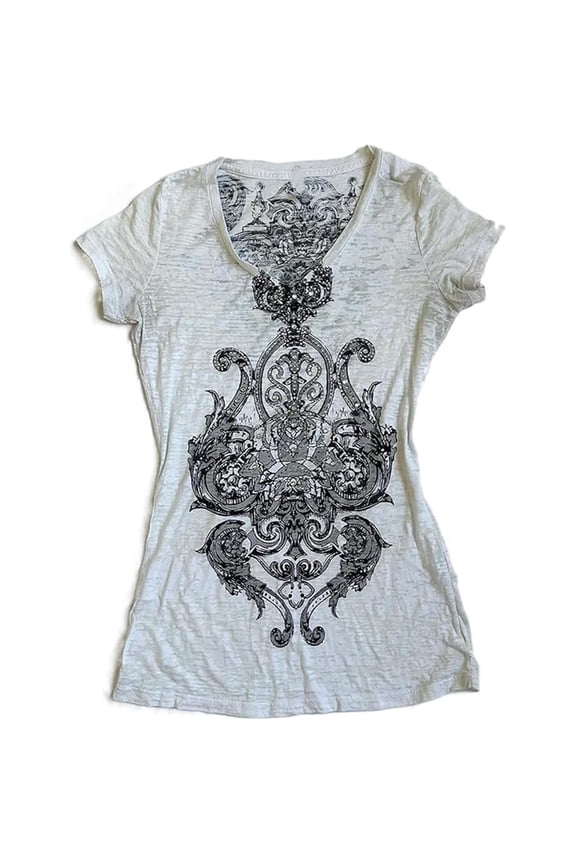 Grunge T Shirts for Women Vintage Graphic Tees Y2k Goth Tops Streetwear,White,S