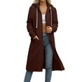 thumbnail image 1 of Tiweut Hoodies Jackets Womens Long Sleeve Outwear Zip Up Hooded Sweatshirt Loose Fit Cardigan Outwear Fall Winter Daily Wear Long-Length Lady Tops Wine,3XL, 1 of 5