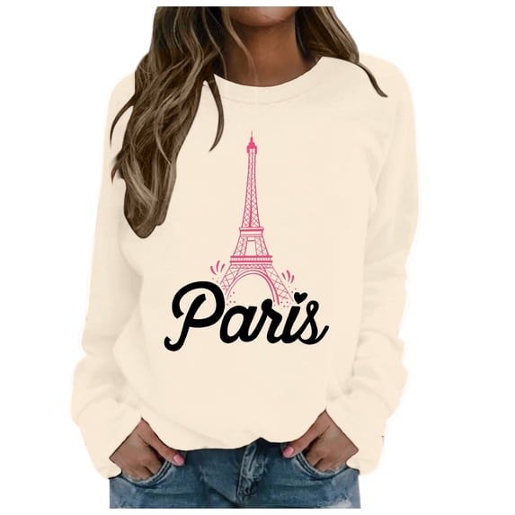 Tiweut Hoodies Women Letter Print Pullover Long Sleeve Crewneck Sweatshirt Athletic Tops