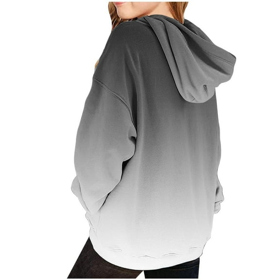 Tiweut Hoodies for Girls Cute Teen Preppy Hooded Sweatshirt Oversized Long Sleeve Shirts Gradient Clothes for Children Tops 4-5 Y