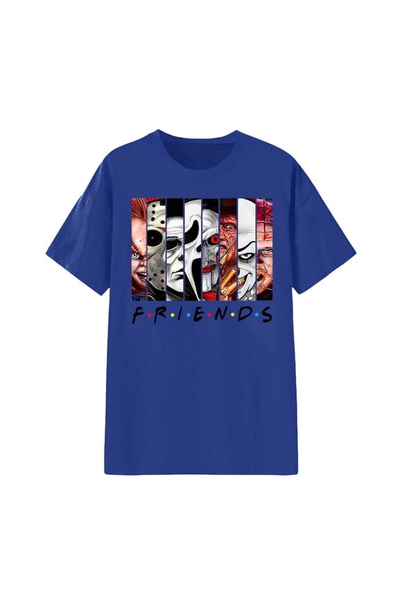 Friends Collage Unisex T-Shirt â Soft Cotton Graphic Tee, Spooky Movie Fan Gift,Blue,S