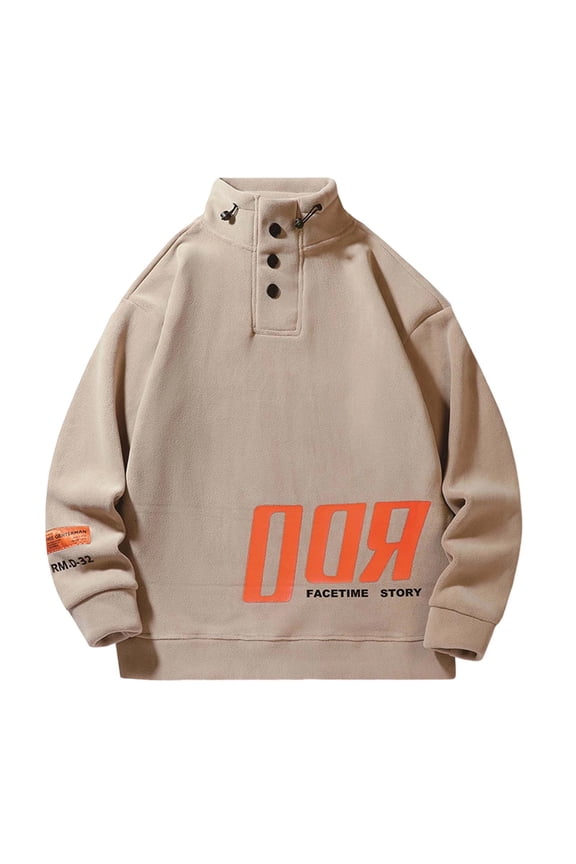 Jackets for Men Button Open Shaker Sweater Turtleneck Long Sleeve Sweatshirt Fall and Winter Solid Color Pullover Letter Sweater Outwear Blouses Khaki,4XL