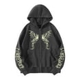 thumbnail image 1 of Tiweut Jackets for Womens Butterfly Print Y2K Pullover Oversized Gothic Hop Long Sleeve Hooded Loose Fit Sweatshirt Regular Tops Grey,2XL, 1 of 7