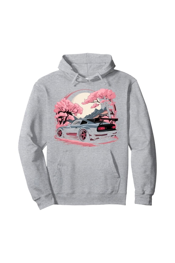 Japanese Car Sweatshirts Men JDM Japan Street Racing Streetwear Pullover Hoodie,Grey,S
