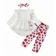 thumbnail image 1 of Tiweut Kid Outfits Valentine's Day Print Ruffles Top Heart Pants and Headband Clothes Suit, 1 of 9