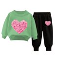 thumbnail image 1 of Tiweut Kid Outfits Valentine's Day Sweatshirt and Sweatpant Set Heart Printed Clothes Suit, 1 of 3