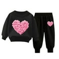 thumbnail image 1 of Tiweut Kid Outfits Valentine's Day Sweatshirt and Sweatpant Set Heart Printed Clothes Suit, 1 of 3