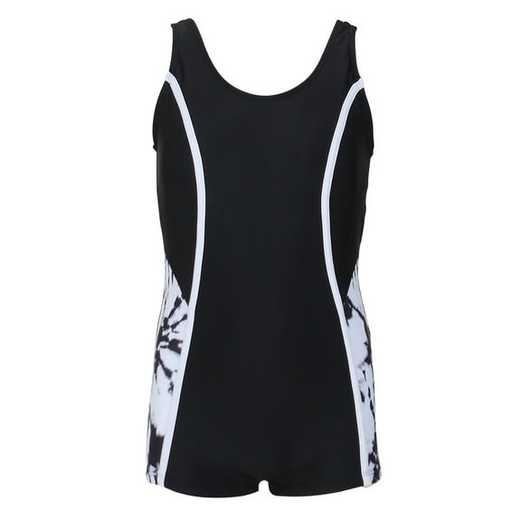 Tiweut Kids Girls Athletic One Piece Swimsuit Rash Guard Swimwear Summer Beach Sports Swimming Jumpsuit,Black