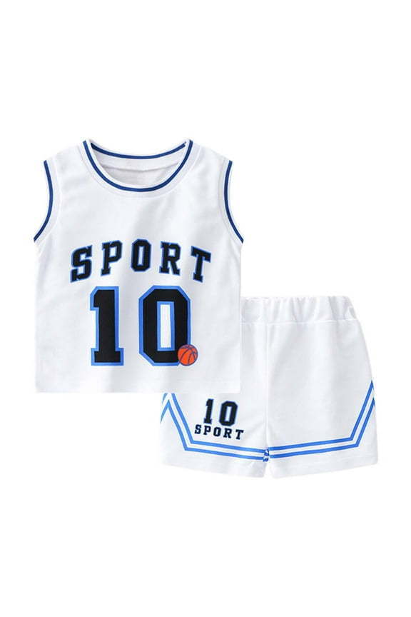 Leisure Boys Outfits Summer Active Loose Fit Sleeveless Round Neck T Shirt and Shorts Sports Suits for Boy 9-10 Y