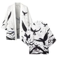 thumbnail image 1 of Tiweut Leisure Cardigan Womens Cardigan Robe Floral Print Bohemian Open Front Duster Longline Wrap Cover Up Loungewear Tops White,L, 1 of 4