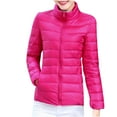 thumbnail image 1 of Tiweut Leisure Down Jackets for Womens Outwear Solid Color Long Sleeve Zipper Keep Warm Ladies Slim Fit Coat Blouses Hot Pink,M, 1 of 3