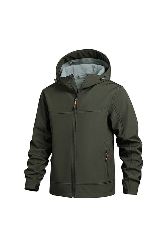 Leisure Jackets for Womens Outdoor Windproof Softshell Coat Thermal Warm Winter Water Sports Hiking Trekking with Hood Blouses Army Green,XL