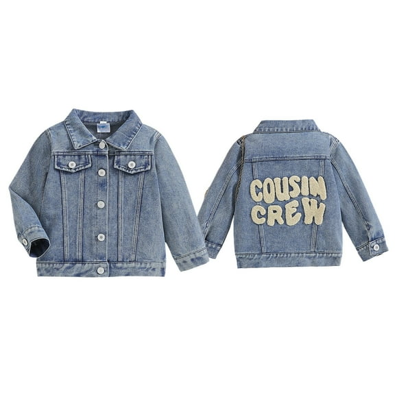 Tiweut Leisure Jackets Boys Denim Jackets Toddler Long Sleeve Lapel Kids Lightweight Outerwear Letter Print Daily Wear Outdoor Fall Outfit Tops 2-3 Y