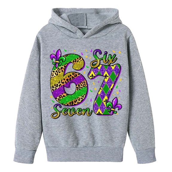 Tiweut Mardi Gras 67 Hoodie Funny 6 7 Sweatshirt Unisex,Light Gray