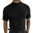 thumbnail image 1 of Tiweut Men Tshirts Summer Solid Color Turtleneck Short Sleeve Slim Pullover Blouse, 1 of 4