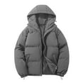thumbnail image 1 of Tiweut Men's Casual Warm Jacket Couple Hooded Cotton Light Weight For Winter Outdoor Waterproof Windproof Coat Warm With Hood,Dark Gray,4XL, 1 of 4