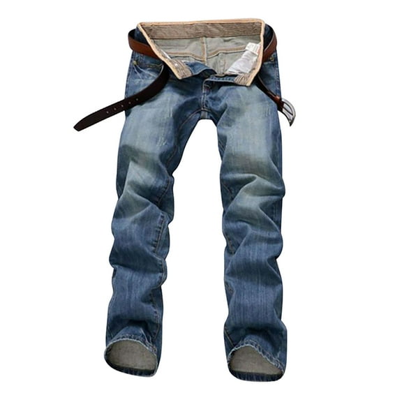 Tiweut Men's Jeans Mens Stretch Denim Long Pants Straight Leg Loose Fit High Waist Trousers for Man Light Blue,30