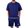 thumbnail image 1 of Tiweut Men's Short Sets Summer Loose Fit Short Sleeve Crew Neck Tees and Shorts Two Piece Sports Set Suit for Man Navy,M, 1 of 4