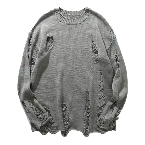 Tiweut Men's Sweaters Fall and Winter Fashion Wool Sweater Long Sleeve Round Neck Pullover Bottoming Knitted Solid Color Regular Tops Grey,L