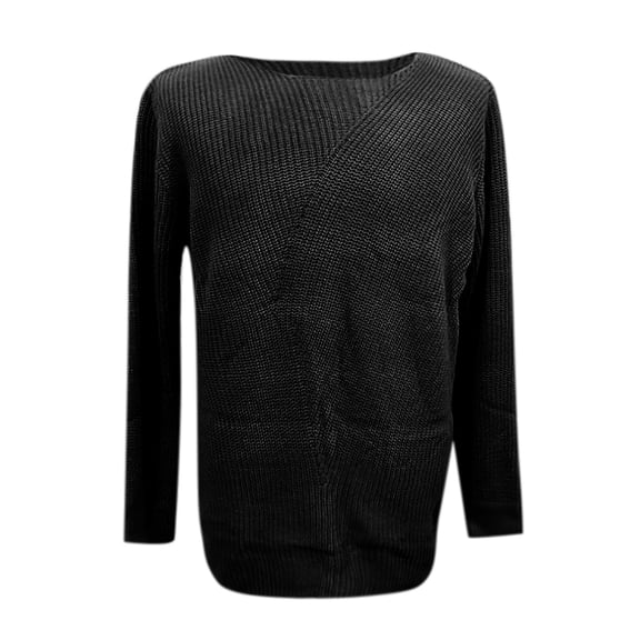Tiweut Men's Sweaters Fall and Winter Loose Fit Crewneck Knit Sweater Long Sleeve Pullover Blouses Black,XL