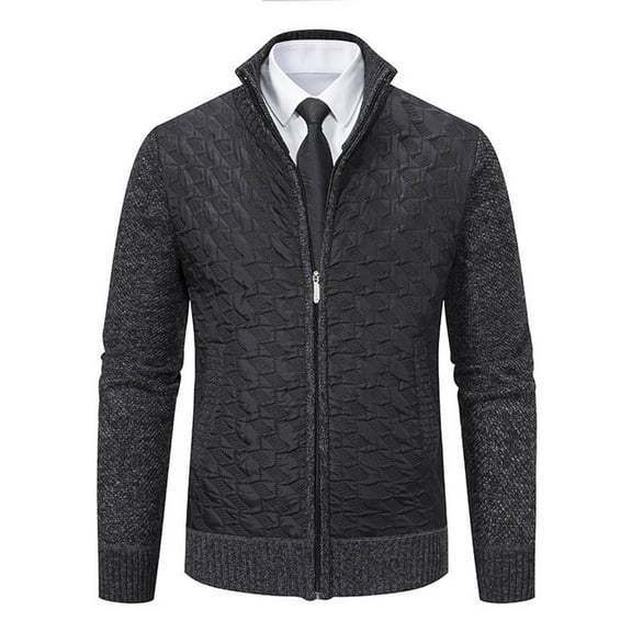 Tiweut Men's Sweaters Jackets Sweater Stand Collar Long Sleeve Winter Fashion Business Man Tops Black,2XL