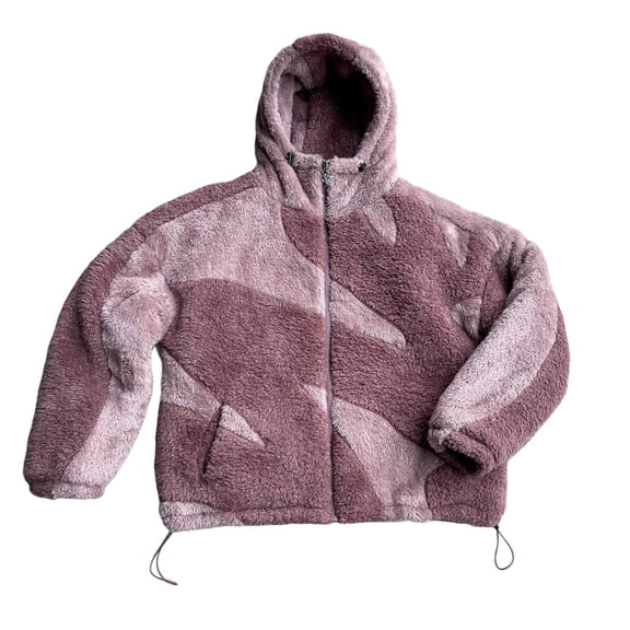 Tiweut Men's Y2K Fleece hooded Jacket Zip Up Patchwork Winter streetwear hoodie Unisex fluffy Jacket Fashion Sweatshirt,Pink,S