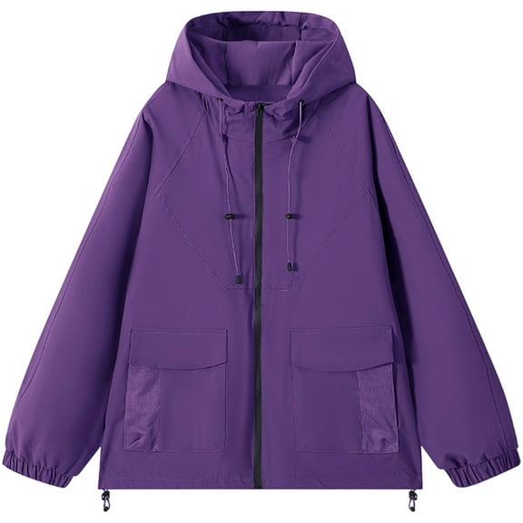Tiweut Mens Casual Outdoor Jackets Solid Color Zipper Zipper Loose Fit Sports Streetwear Outdoor Clothes Purple,M
