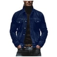 thumbnail image 1 of Tiweut Mens Corduroy Jackets Mens Long Sleeve Lapel Button Striped Loose Fit Coat Regular Blouses Blue,L, 1 of 5