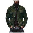 thumbnail image 1 of Tiweut Mens Corduroy Jackets Mens Long Sleeve Lapel Button Striped Loose Fit Coat Regular Blouses Green,M, 1 of 5