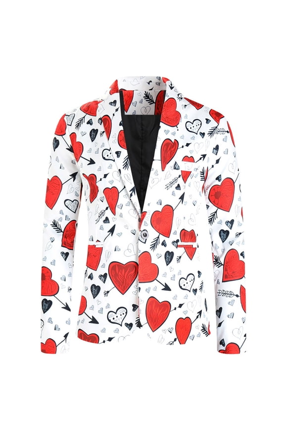 Mens Floral Blazer Jacket Valentine's Day Paisley Tuxedo Suit Party Dress Coat,White