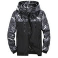 thumbnail image 1 of Tiweut Mens' Jackets Mens Camo Print Patchwork Hooded Drawstring Long Sleeve Zipper Coat with Pocket Tops Grey,M, 1 of 1