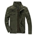 thumbnail image 1 of Tiweut Mens' Jackets Mens Fall Large Size Long Sleeve Stand Collar Zipper Flight Suit Outdoor Sports Workwear Textured Loose Fit Coat Tops Green,L, 1 of 8