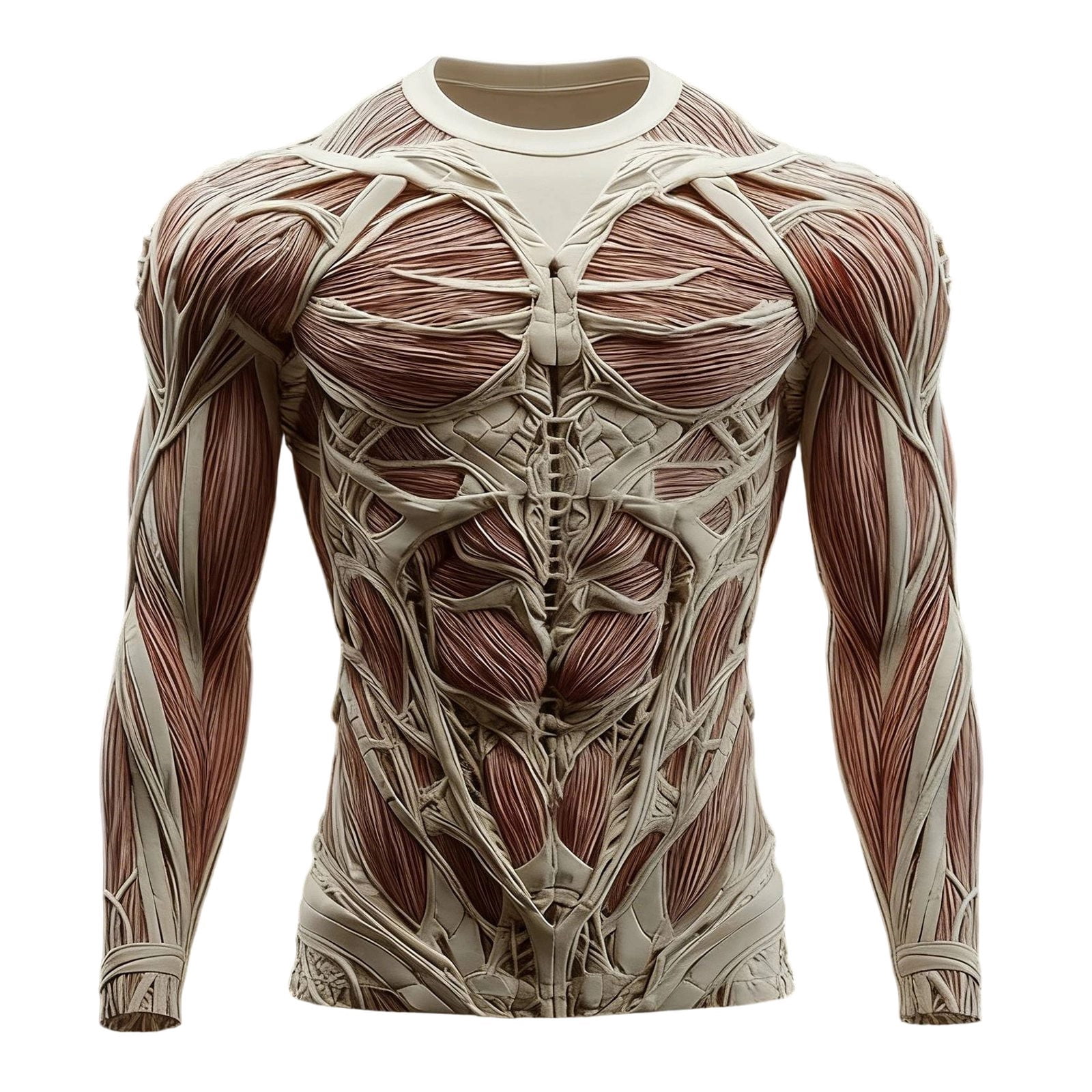 Muscle Compression Cloth Tiweut Mens Muscle Compression T Shirt Long Sleeve Rib Cage 3D Print ...
