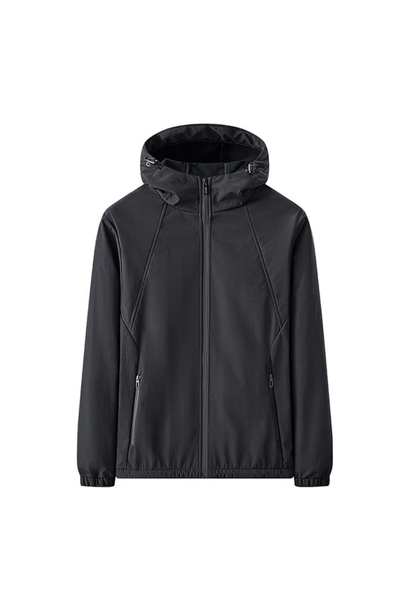 Mens Outdoor Jackets Lightweight Softshell Windproof Coat Hooded Travel Hiking Athletic Sports Waterproof Man Outerwear Black,3XL