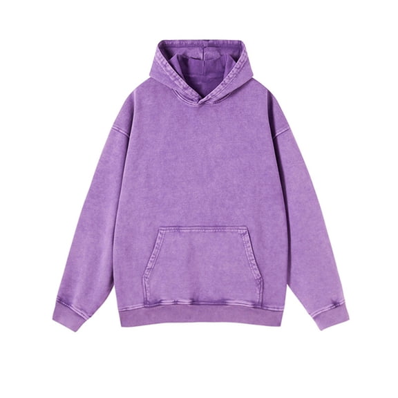 Tiweut Mens Oversized Hoodies Pullover Women Fall Acid Wash Plain Preppy Hoodie Streetwear Cotton Vintage Hooded Sweatshirt,Purple,5XL
