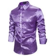 thumbnail image 1 of Tiweut Mens Sequins Shirts Button Down Long Sleeve Slim Fit 80s Disco Party Blouses Sparkle Glitter Shiny Rave Tops Clubwear,Purple,2XL, 1 of 4