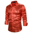 thumbnail image 1 of Tiweut Mens Sequins Shirts Button Down Long Sleeve Slim Fit 80s Disco Party Blouses Sparkle Glitter Shiny Rave Tops Clubwear,Red,XL, 1 of 4
