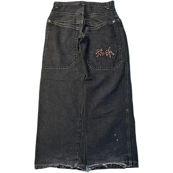 Tiweut Mens Trends Jeans Unisex Loose Denim Pants Wide Leg Streetwear,Z7 Black