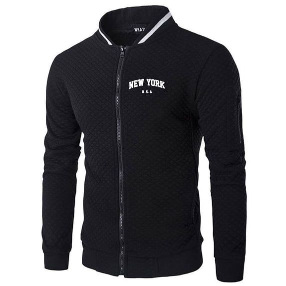 Tiweut Outdoor Jackets for Men Lightweight Stylish Printed Jacket Zipper Slim Fit Activities Clothing Black,L