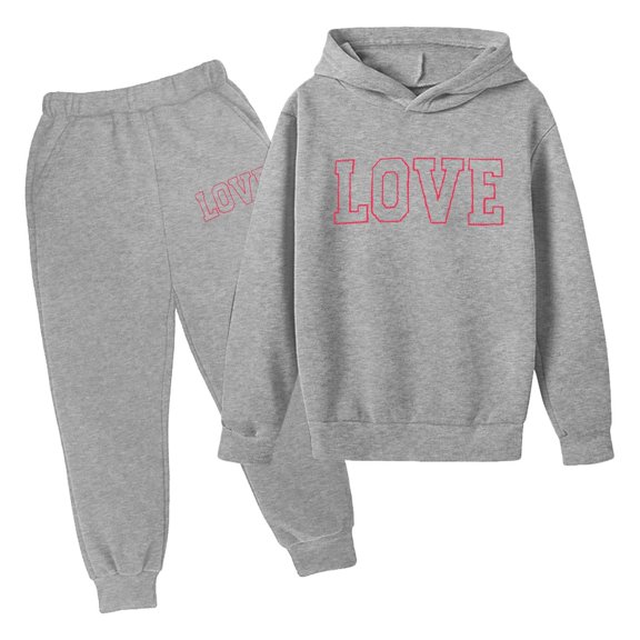 Tiweut Outfits for Girls Girl Kids Boys Hooded Tracksuit Unisex Two Piece Fall Winter Long Sleeve Hoodie Sweatshirt Sweatpants Set Regular Clothing 3-4 Y