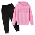thumbnail image 1 of Tiweut Outfits for Girls Girl Kids Boys Hooded Tracksuit Unisex Two Piece Fall Winter Long Sleeve Hoodie Sweatshirt Sweatpants Set Regular Clothing 6-7 Y, 1 of 3