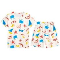 Tiweut Outfits for Boys Cartoon Print Short Sleeve Crewneck Tops and Shorts Comfortable Stylish Toddler Kids Relaxed Fit Boy's Clothes Suits 4-5 Y