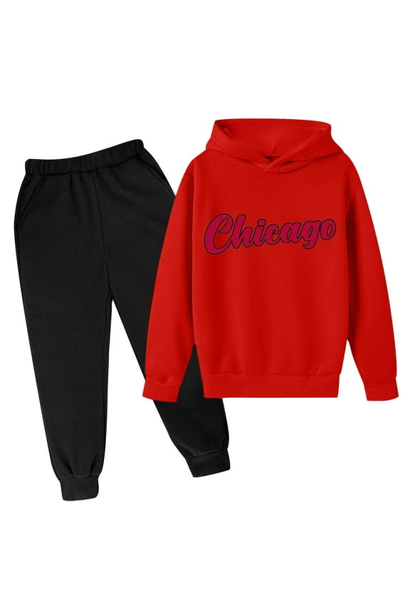 Outfits for Boys Children Hoodie and Pants Letter Printed Cloth Set,Red,13-14 Y