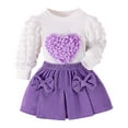 thumbnail image 1 of Tiweut Outfits for Girls Heart Blouse and Bow Skirt 2 Piece Set Sportswear Suit, 1 of 9