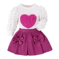 thumbnail image 1 of Tiweut Outfits for Girls Heart Blouse and Bow Skirt 2 Piece Set Sportswear Suit, 1 of 9