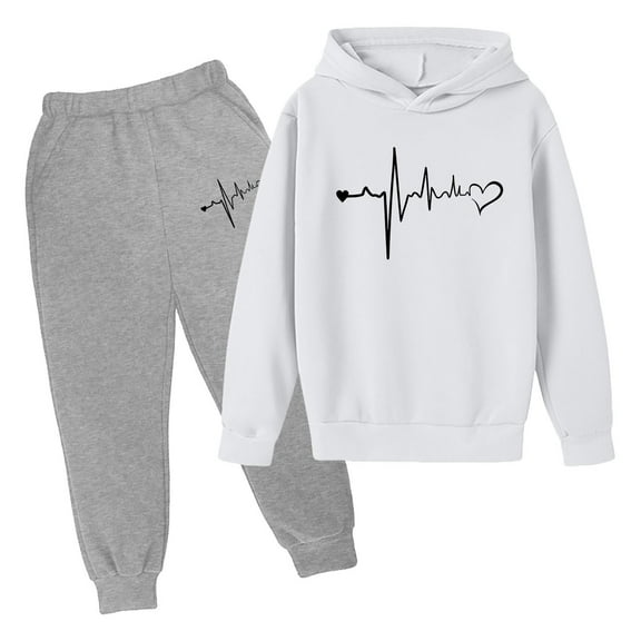 Tiweut Outfits for Kids Tracksuit Unisex 2 Piece Hoodie and Sweatpants Sportswear Suit